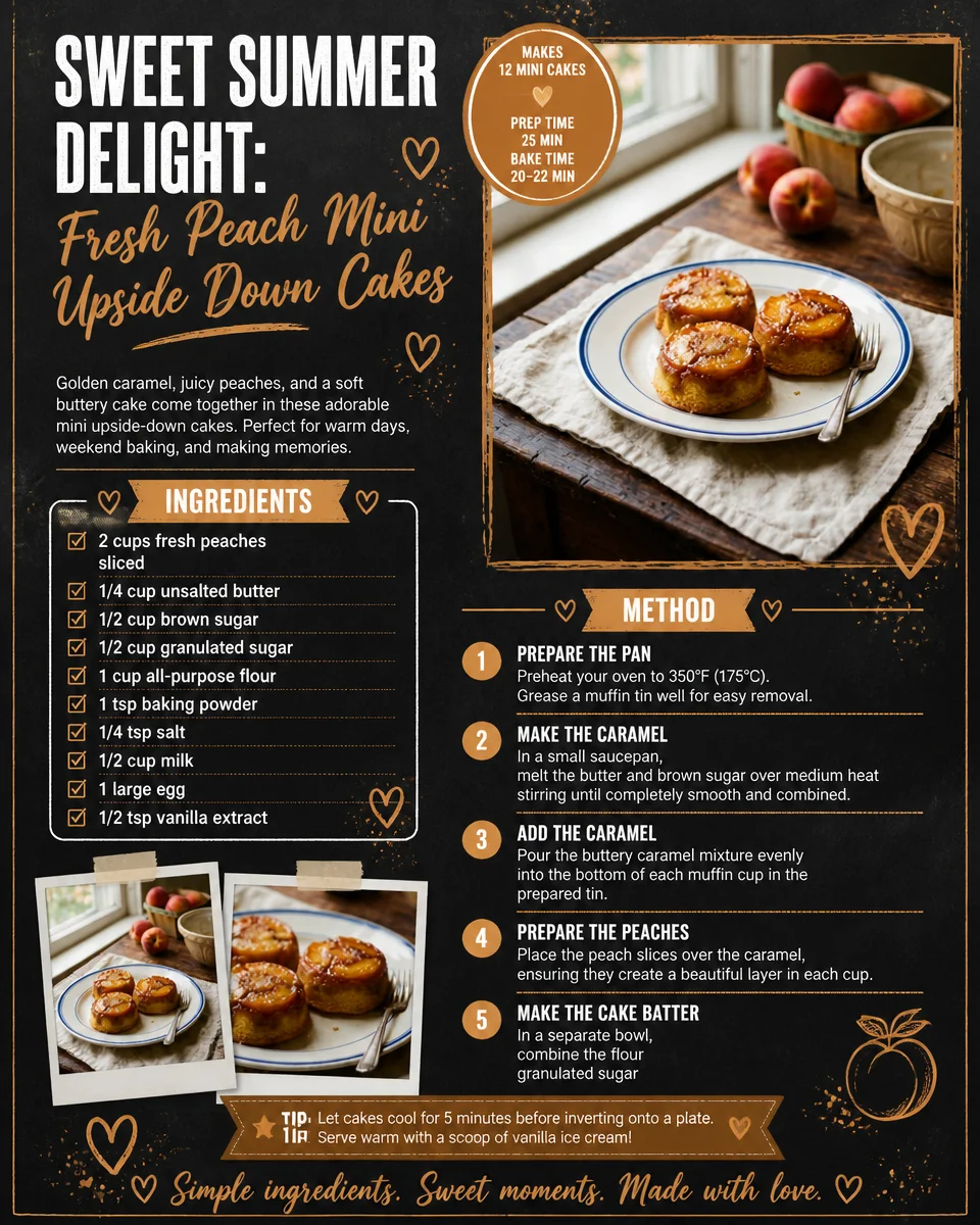 Sweet Summer Delight: Fresh Peach Mini Upside Down Cakes