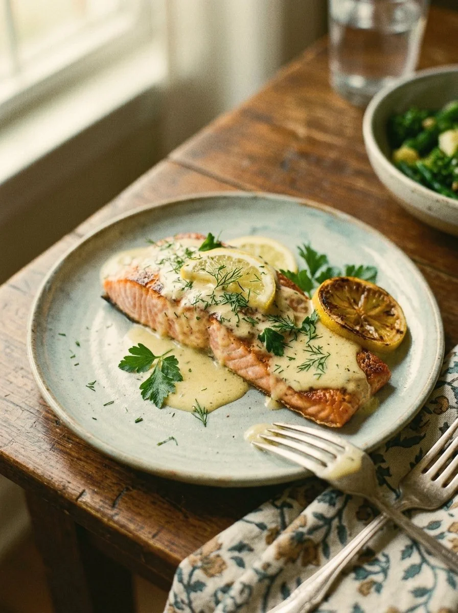 The Ultimate Baked Salmon with Lemon Butter Cream Sauce