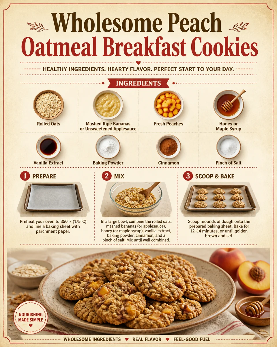 Wholesome Peach Oatmeal Breakfast Cookies